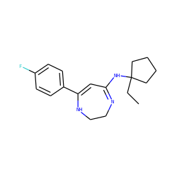 CCC1(NC2=NCCNC(c3ccc(F)cc3)=C2)CCCC1 ZINC000101074826