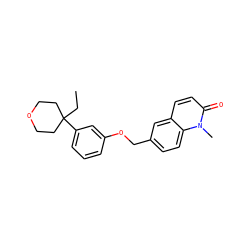 CCC1(c2cccc(OCc3ccc4c(ccc(=O)n4C)c3)c2)CCOCC1 ZINC000000603612