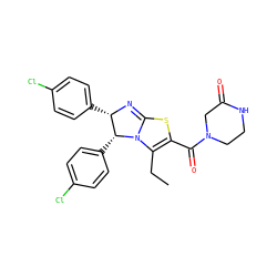 CCC1=C(C(=O)N2CCNC(=O)C2)SC2=N[C@@H](c3ccc(Cl)cc3)[C@@H](c3ccc(Cl)cc3)N21 ZINC000095577732