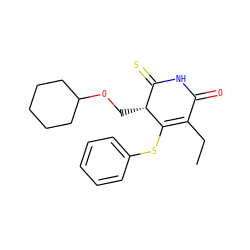 CCC1=C(Sc2ccccc2)[C@H](COC2CCCCC2)C(=S)NC1=O ZINC000102808798
