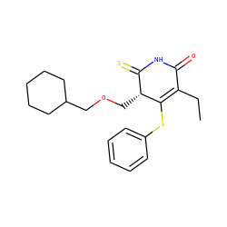 CCC1=C(Sc2ccccc2)[C@H](COCC2CCCCC2)C(=S)NC1=O ZINC000102808804