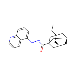 CCC12C[C@@H]3C[C@H](C1)CC(C(=O)NNc1cccc4ncccc14)(C3)C2 ZINC000040952665