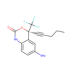 CCCC#C[C@@]1(C(F)(F)F)OC(=O)Nc2ccc(N)cc21 ZINC000005837191