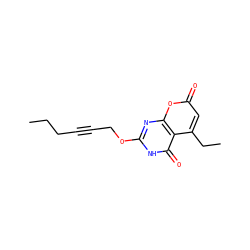 CCCC#CCOc1nc2oc(=O)cc(CC)c2c(=O)[nH]1 ZINC000073221939