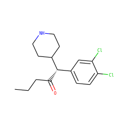 CCCC(=O)[C@@H](c1ccc(Cl)c(Cl)c1)C1CCNCC1 ZINC000096914804