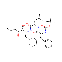 CCCC(=O)[C@H](O)[C@H](CC1CCCCC1)NC(=O)[C@H](CC(C)C)NC(=O)[C@H](Cc1ccccc1)NC(=O)OC(C)(C)C ZINC000026491833