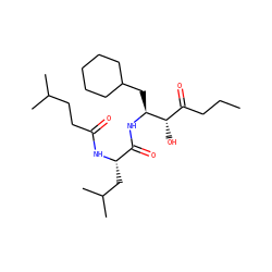 CCCC(=O)[C@H](O)[C@H](CC1CCCCC1)NC(=O)[C@H](CC(C)C)NC(=O)CCC(C)C ZINC000013488662