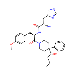 CCCC(=O)C1(c2ccccc2)CCN(C(=O)[C@@H](Cc2ccc(OC)cc2)NC(=O)[C@@H](N)Cc2c[nH]cn2)CC1 ZINC000036286104