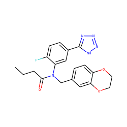 CCCC(=O)N(Cc1ccc2c(c1)OCCO2)c1cc(-c2nnn[nH]2)ccc1F ZINC000084655448