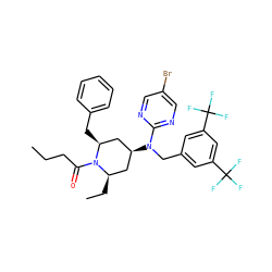 CCCC(=O)N1[C@@H](Cc2ccccc2)C[C@@H](N(Cc2cc(C(F)(F)F)cc(C(F)(F)F)c2)c2ncc(Br)cn2)C[C@H]1CC ZINC001772600118