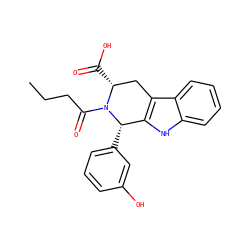 CCCC(=O)N1[C@H](C(=O)O)Cc2c([nH]c3ccccc23)[C@@H]1c1cccc(O)c1 ZINC000049808298