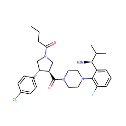 CCCC(=O)N1C[C@@H](C(=O)N2CCN(c3c(F)cccc3[C@@H](N)C(C)C)CC2)[C@H](c2ccc(Cl)cc2)C1 ZINC000028824105