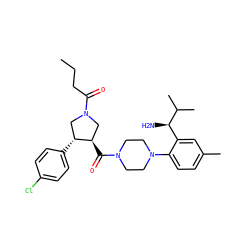 CCCC(=O)N1C[C@@H](C(=O)N2CCN(c3ccc(C)cc3[C@@H](N)C(C)C)CC2)[C@H](c2ccc(Cl)cc2)C1 ZINC000028824076
