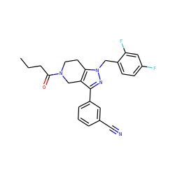 CCCC(=O)N1CCc2c(c(-c3cccc(C#N)c3)nn2Cc2ccc(F)cc2F)C1 ZINC000204905470