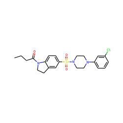 CCCC(=O)N1CCc2cc(S(=O)(=O)N3CCN(c4cccc(Cl)c4)CC3)ccc21 ZINC000118515280