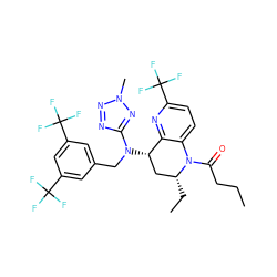 CCCC(=O)N1c2ccc(C(F)(F)F)nc2[C@@H](N(Cc2cc(C(F)(F)F)cc(C(F)(F)F)c2)c2nnn(C)n2)C[C@H]1CC ZINC000084634167
