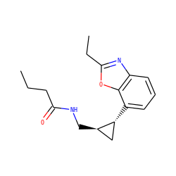 CCCC(=O)NC[C@@H]1C[C@H]1c1cccc2nc(CC)oc12 ZINC000038879563