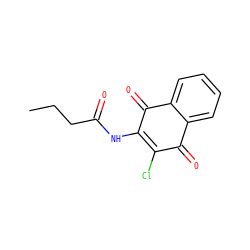 CCCC(=O)NC1=C(Cl)C(=O)c2ccccc2C1=O ZINC000001714195