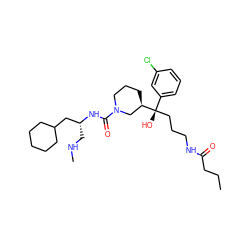 CCCC(=O)NCCC[C@@](O)(c1cccc(Cl)c1)[C@@H]1CCCN(C(=O)N[C@H](CNC)CC2CCCCC2)C1 ZINC000049771217
