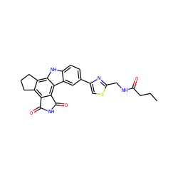 CCCC(=O)NCc1nc(-c2ccc3[nH]c4c5c(c6c(c4c3c2)C(=O)NC6=O)CCC5)cs1 ZINC000028897119