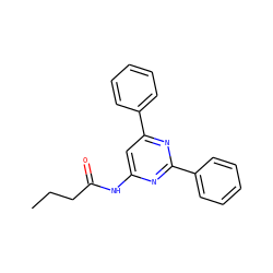 CCCC(=O)Nc1cc(-c2ccccc2)nc(-c2ccccc2)n1 ZINC000013586452