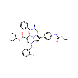 CCCC(=O)Nc1ccc(-c2cc3n(Cc4ccccc4F)cc(C(=O)OC(CC)CC)c(=O)n3c2CN(C)Cc2ccccc2)cc1 ZINC000027329834