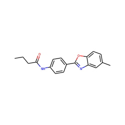 CCCC(=O)Nc1ccc(-c2nc3cc(C)ccc3o2)cc1 ZINC000000444705