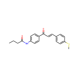 CCCC(=O)Nc1ccc(C(=O)/C=C/c2ccc(SC)cc2)cc1 ZINC000004649228