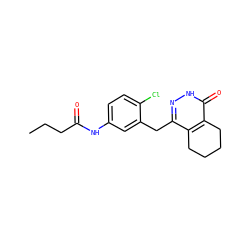 CCCC(=O)Nc1ccc(Cl)c(Cc2n[nH]c(=O)c3c2CCCC3)c1 ZINC001772599545