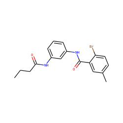 CCCC(=O)Nc1cccc(NC(=O)c2cc(C)ccc2Br)c1 ZINC000084668836