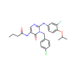 CCCC(=O)Nc1cnc(Nc2ccc(OC(C)C)c(F)c2)n(Cc2ccc(Cl)cc2)c1=O ZINC001772578866