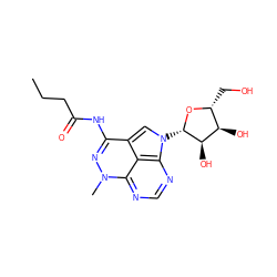 CCCC(=O)Nc1nn(C)c2ncnc3c2c1cn3[C@@H]1O[C@H](CO)[C@@H](O)[C@H]1O ZINC000013558324
