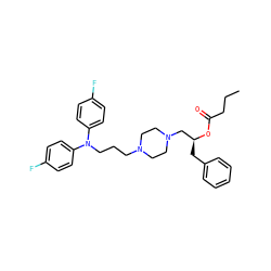 CCCC(=O)O[C@@H](Cc1ccccc1)CN1CCN(CCCN(c2ccc(F)cc2)c2ccc(F)cc2)CC1 ZINC000040422529