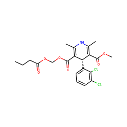 CCCC(=O)OCOC(=O)C1=C(C)NC(C)=C(C(=O)OC)[C@@H]1c1cccc(Cl)c1Cl ZINC000030691760
