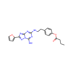 CCCC(=O)Oc1ccc(CCNc2nc(N)n3nc(-c4ccco4)nc3n2)cc1 ZINC000096908212
