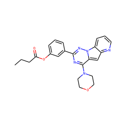 CCCC(=O)Oc1cccc(-c2nc(N3CCOCC3)c3cc4ncccc4n3n2)c1 ZINC000073221449