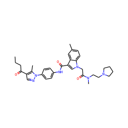 CCCC(=O)c1cnn(-c2ccc(NC(=O)c3cn(CC(=O)N(C)CCN4CCCC4)c4ccc(C)cc34)cc2)c1C ZINC000299824293