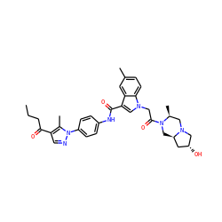CCCC(=O)c1cnn(-c2ccc(NC(=O)c3cn(CC(=O)N4C[C@@H]5C[C@@H](O)CN5C[C@@H]4C)c4ccc(C)cc34)cc2)c1C ZINC000299826555
