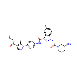 CCCC(=O)c1cnn(-c2ccc(NC(=O)c3cn(CC(=O)N4CCC[C@@H](N)C4)c4ccc(C)cc34)cc2)c1C ZINC000299826828