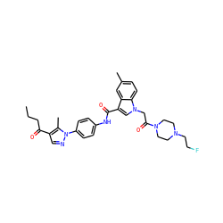 CCCC(=O)c1cnn(-c2ccc(NC(=O)c3cn(CC(=O)N4CCN(CCF)CC4)c4ccc(C)cc34)cc2)c1C ZINC000299829693