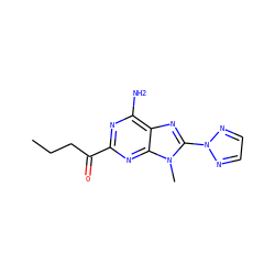 CCCC(=O)c1nc(N)c2nc(-n3nccn3)n(C)c2n1 ZINC000113762164