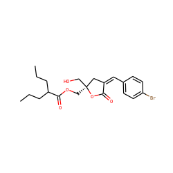 CCCC(CCC)C(=O)OC[C@]1(CO)C/C(=C/c2ccc(Br)cc2)C(=O)O1 ZINC000040863834