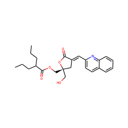 CCCC(CCC)C(=O)OC[C@]1(CO)C/C(=C\c2ccc3ccccc3n2)C(=O)O1 ZINC000042922503