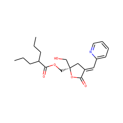 CCCC(CCC)C(=O)OC[C@]1(CO)C/C(=C\c2ccccn2)C(=O)O1 ZINC000040894752