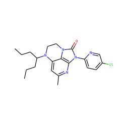 CCCC(CCC)N1CCn2c(=O)n(-c3ccc(Cl)cn3)c3nc(C)cc1c32 ZINC000013652925