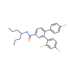 CCCC(CCC)NC(=O)c1ccc(-c2ccc(Cl)cc2)c(-c2ccc(Cl)cc2Cl)n1 ZINC000028338996