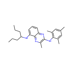 CCCC(CCC)Nc1cccc2nc(Nc3c(C)cc(C)cc3C)c(C)nc12 ZINC000084757816