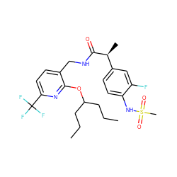 CCCC(CCC)Oc1nc(C(F)(F)F)ccc1CNC(=O)[C@@H](C)c1ccc(NS(C)(=O)=O)c(F)c1 ZINC000060329090