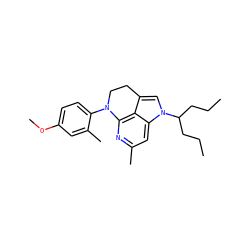 CCCC(CCC)n1cc2c3c(nc(C)cc31)N(c1ccc(OC)cc1C)CC2 ZINC000028958530