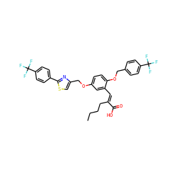 CCCC/C(=C\c1cc(OCc2csc(-c3ccc(C(F)(F)F)cc3)n2)ccc1OCc1ccc(C(F)(F)F)cc1)C(=O)O ZINC000299867176